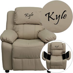 Custom Designed Kids Recliner with Storage Arms and Headrest With Your Personalized Name