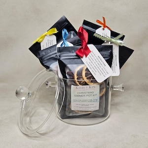 Kit de popurrí para estufa con olla de vidrio, aromaterapia de temporada, regalo para inauguración de casa, fragancia única para el hogar, difusor de aroma natural para la cocina.