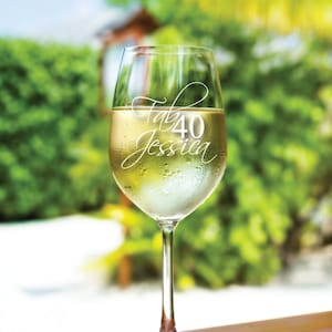 Fab 40 Personalized Wine Glass | Milestone 40th Birthday Keepsake Gift | Custom Engraved Celebration Glassware | 40th Birthday Gift