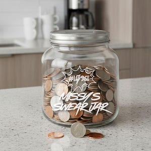 Personalized Swear Jar – Custom Engraved Half Gallon Coin Bank Glass Jar