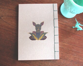 A5 Deer Illustration Notebook, Handmade Japanese Binding