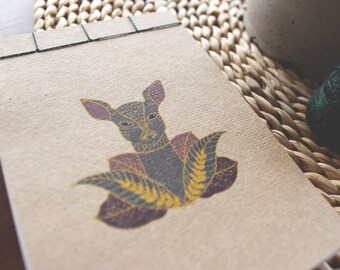 Deer Illustration Notepad, Japanese Bound A6 Recycled Paper