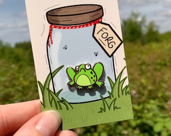 Small Frog in a Jar Hard Enamel Pin