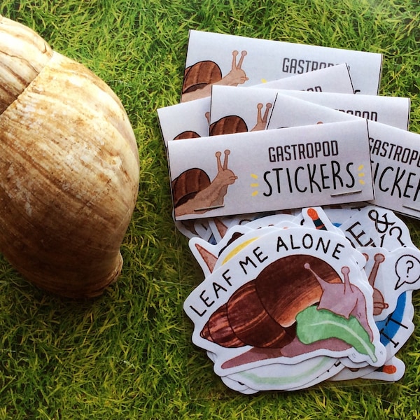 Snail gastropod sticker set