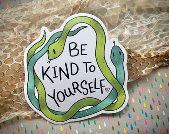 Large 10x10cm Be Kind Snake Vinyl Sticker