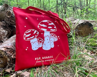 Fly Agaric Red Toadstool Mushroom Fungi Tote Canvas Bag