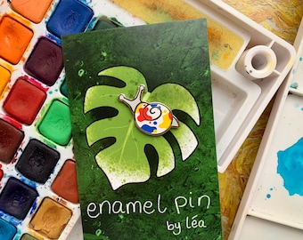 Paint Splash Colourful Screenprinted Mini Snail Hard Enamel Pin