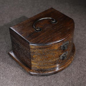 Chinese antique handmade carved rosewood semi-circular hand box,jewelry box,storage box,exquisite and unique