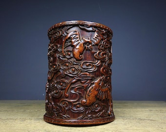 Chinesische antike handgefertigte exquisite und einzigartige Bambus  schnitzen Fledermaus Muster Stifthalter, Mbeldekorationen, wert das  Sammeln - Etsy.de
