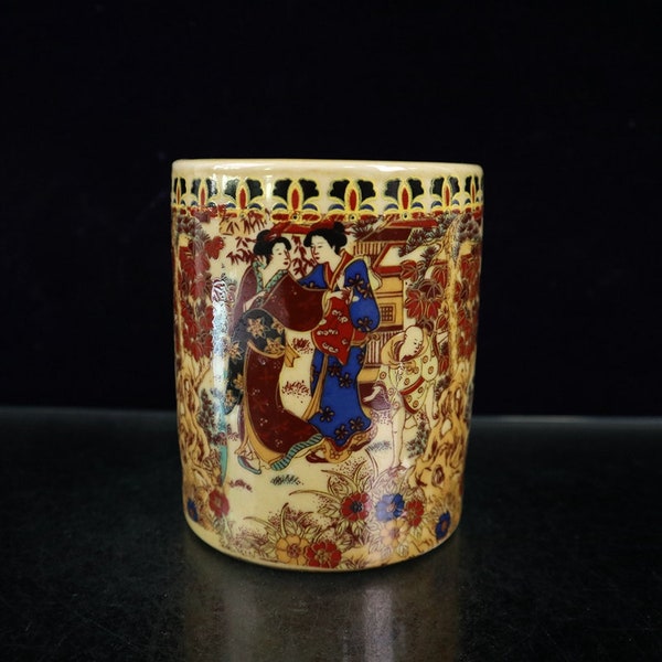 Handgemachte Keramik handbemalt Beauty Muster Stifthalter Ornament