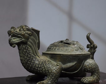 中国の手作りブロンズドラゴン魚像の装飾品、家の装飾、コレクションの