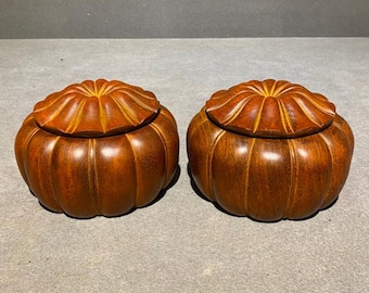 Barattolo Go cinese in palissandro naturale intagliato a mano a forma di zucca, ornamento per barattoli con coperchio, coppia, decorazione per la casa, collezione e uso