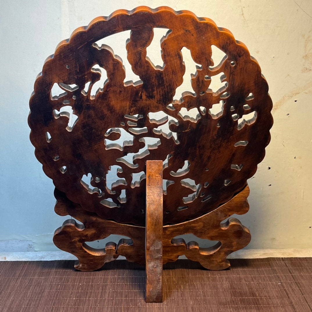 Chinese Antique Pure Hand-carved Boxwood Phoenix and Flower