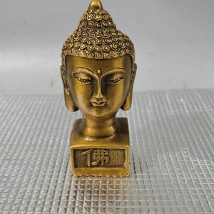 Chinese pure hand carved pure copper brass buddha head seal ornaments statue,exquisite and precious,can be collected