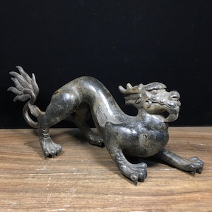 Chinese antique hand carved exquisite and unique pure copper dragon statue ornament,home decoration