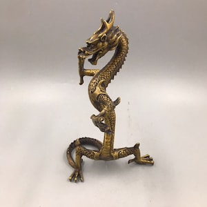 Chinese antique pure copper Dragon Statue,pure hand carved exquisite patterns,ancient,worthy of collection