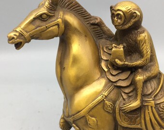 中国のアンティーク純銅彫刻猿馬乗真鍮像、家の装飾、ギフト - Etsy 日本