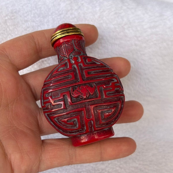 Colección turquesa tallada patrón exquisito adorno de botella pequeña, exquisito y raro