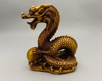 中国の手作りブロンズドラゴン魚像の装飾品、家の装飾、コレクションの