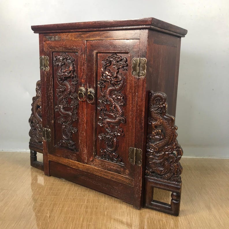 Chinese Pure Hand-carved Rosewood Dragon Pattern Drawer Cabinet,storage ...