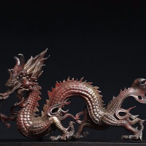 Chinese antique pure hand-carved large pure copper dragon ornaments desktop decoration,precious and unique,can be collected