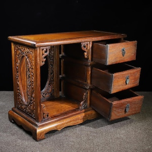 Chinese antique handcrafted large rosewood drawer cabinet jewelry box ornament,exquisite and unique