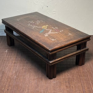 Chinese pure hand-carved natural rosewood inlaid exquisite pattern tea table kang table,base ornament,rare and precious,worth collecting