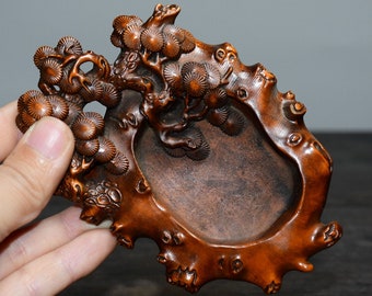 China's pure hand-carved boxwood carving exquisite pattern pen wash jar ornament,collection value and can be used