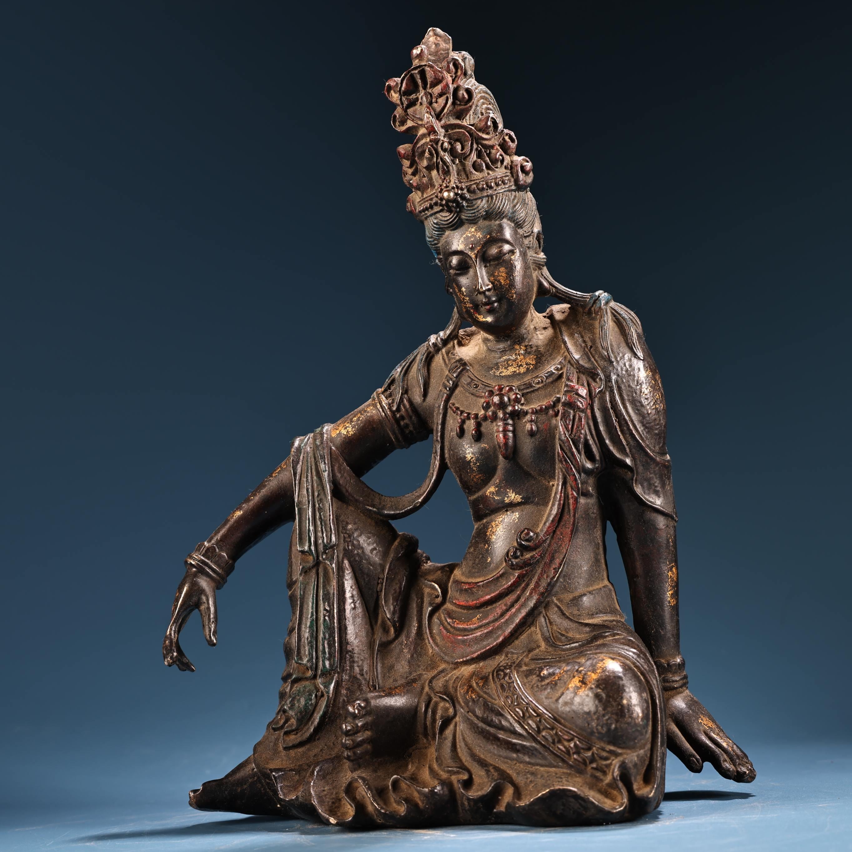 ひ*僧様 Brunt CONTINUE B/C CENTER 右 コンティニュー Chinese Antique Handmade Carved Pure Copper High Relief Guanyin
