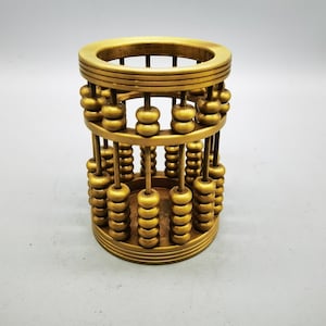 Exquisite rare pure copper hand carved abacus pen holder brass pen holder ornament,gift