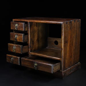 Chinese antique pure hand-carved natural rosewood drawer cabinet,jewelry boxes,collection and can be used