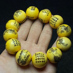 Early collection bone carving the twelve Chinese zodiac pattern exquisite bracelet gift