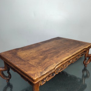 Chinese antique natural rosewood tea table statue is ancient and exquisite,pure hand carving is rare and precious