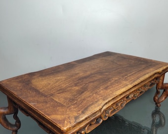 Chinese antique natural rosewood tea table statue is ancient and exquisite,pure hand carving is rare and precious