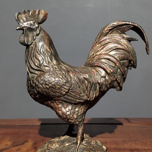 Chinese antique handmade exquisite rare pure copper Daji Dali rooster,zodiac rooster statue ornaments