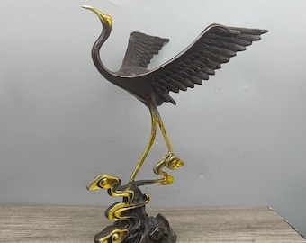 中国の古い手作りの銅製亀の置物、珍しい形状、卓上装飾品、収集と使用