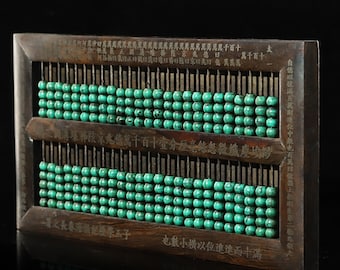 Ancient Chinese natural rosewood inlaid with turquoise beads hand-carved  abacus ornaments.wx