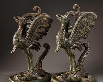 Solid Bronze Carved Phoenix Statue. Home Decoration & Feng Shui