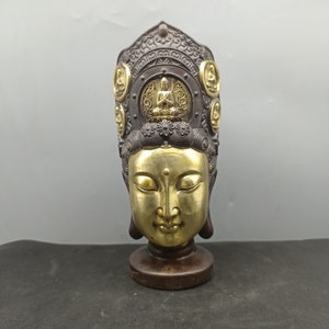 Chinese antique pure copper hand carved Guanyin Bodhisattva Buddha statue decoration,worth collecting