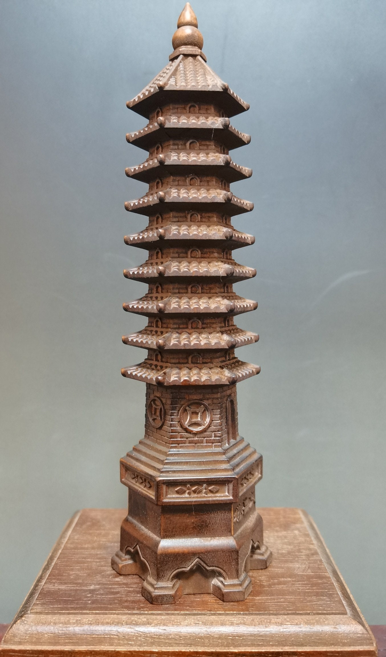 Chinese Antique Hand Carved Boxwood Wenchang Pagoda Statue Chinese Antique Hand Carved Boxwood Wenchang Pagoda Statue