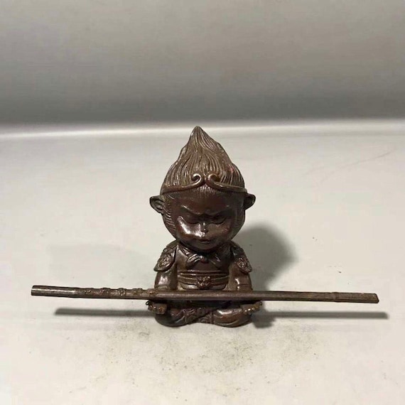 Chinese Antique Pure Copper Hand-carved Sun Wukong Statue