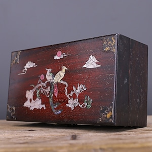 Chinesische antike handgeschnitzte natürliche Palisander Intarsien Blumen- und Vogelmuster Schmuckkästchen,Aufbewahrungsboxen,Geschenkboxen,exquisit und kostbar