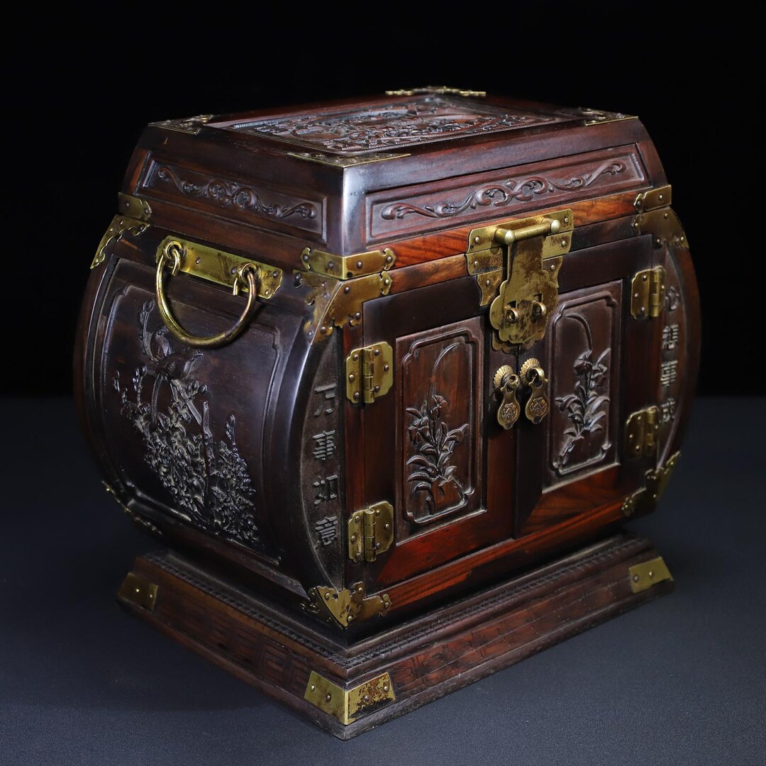 Chinese Antique Hand Carved Natural Rosewood Lotus and Mandarin Duck ...