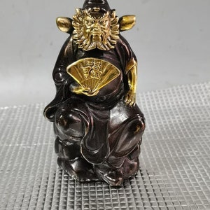Chinese hand carved pure copper gilt Zhong Kui statue ornaments,precious and unique,can be collected