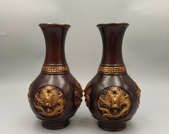 【最終価格】レア　骨董　銅製　中国　花器　オブジェ 中国のアンティーク純銅製花瓶 - Etsy 日本