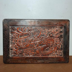 Chinese hand carved natural rosewood Jixiang dragon pattern tea table,Kang table decoration,exquisite and precious