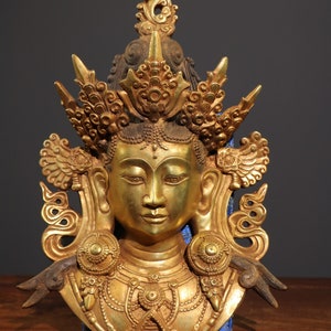 Chinese pure hand-carved exquisite pure copper gilt statue of Guanyin Bodhisattva Buddha ornament,worth collecting