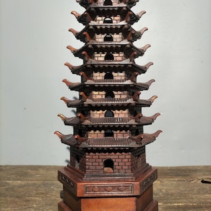 Chinese antique pure  hand-carved natural rosewood large Wenchang Tower statue,precious and unique,worth collecting