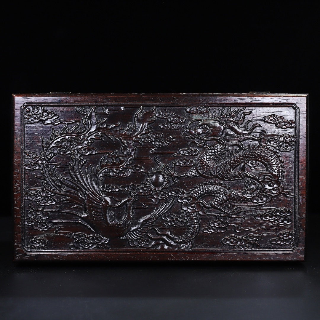 Chinese Antique Handcrafted Large Rosewood Exquisite Dragon and Phoenix ...