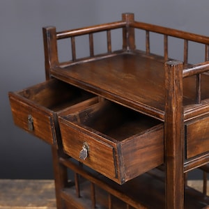 Chinese antique hand-carved rosewood shelves,three story drawer tea cabinet beautifully and uniquely worthy collection and use